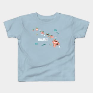 Hawaii Illustrated Map Kids T-Shirt